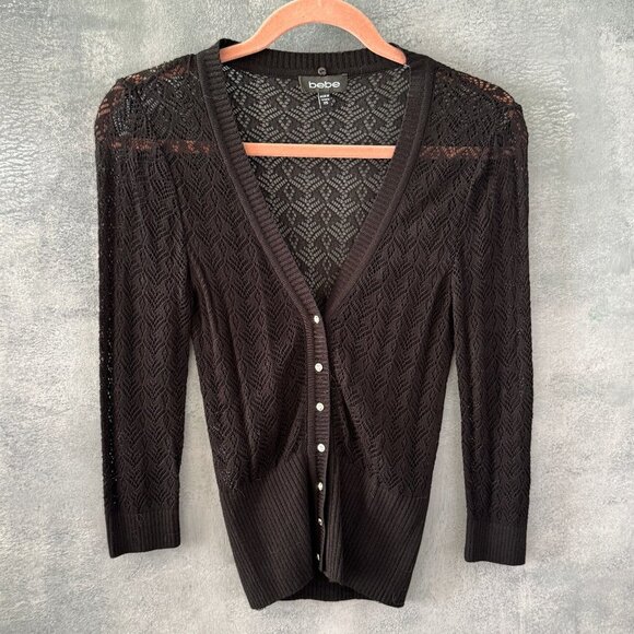 Bebe Black Lace Cardigan - Picture 1 of 6